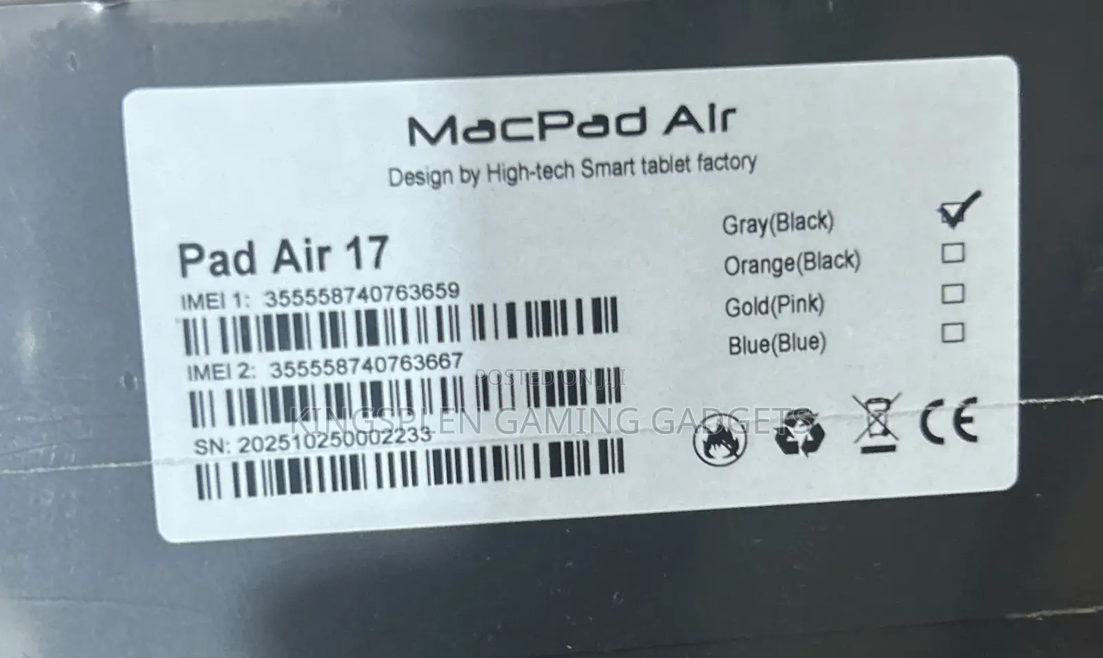 New MacPad Air Air 16 1 TB Gray