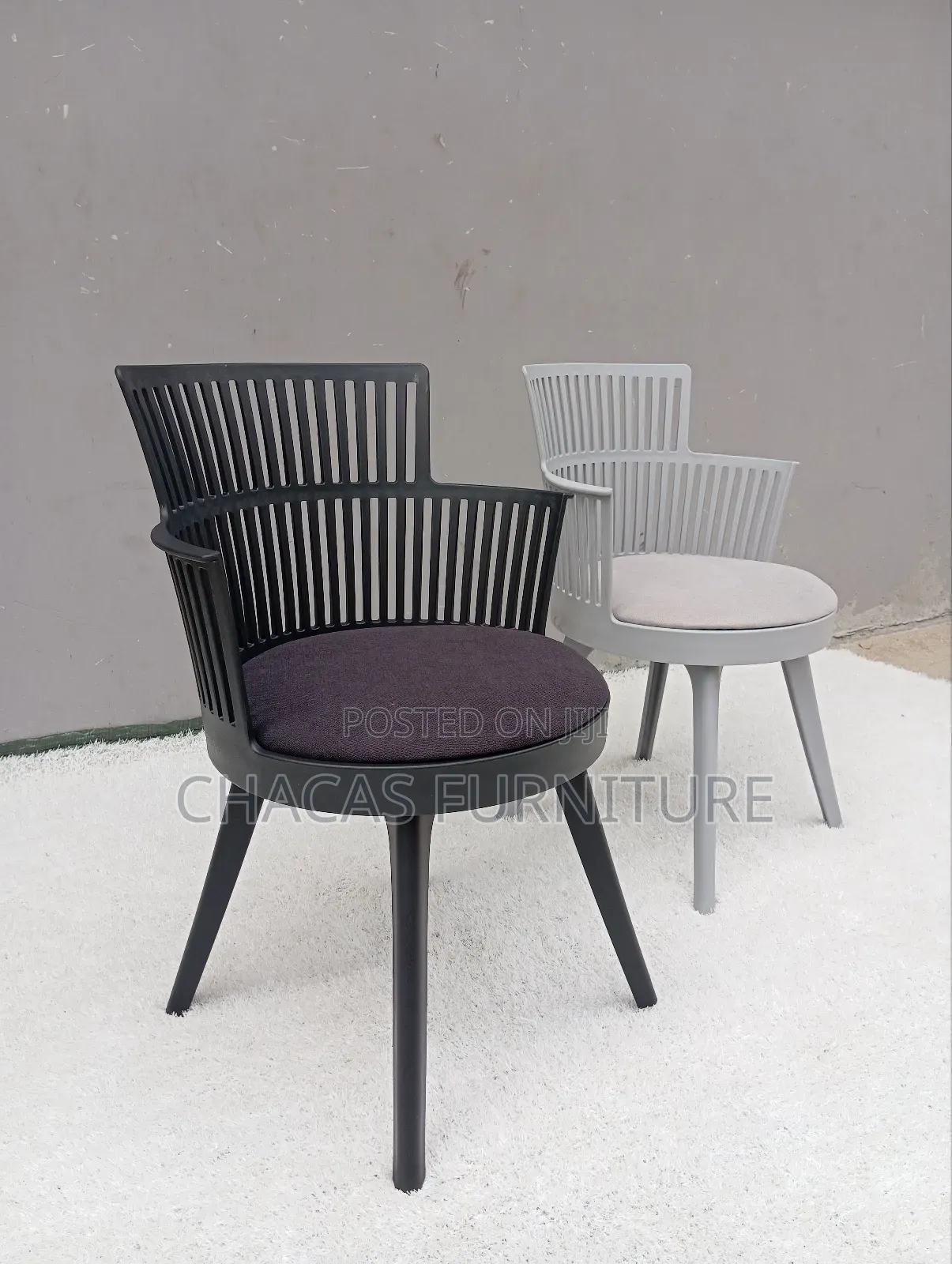 Modern Plastic Armchairs - Durable Slatted Dining Outdoor Chairs