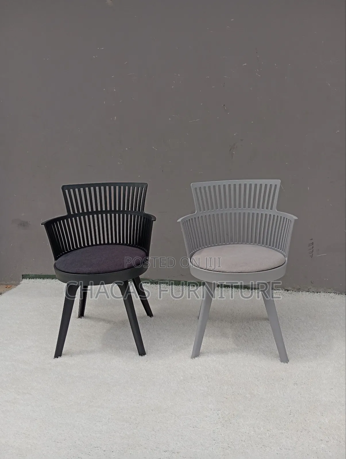 Modern Plastic Armchairs - Durable Slatted Dining Outdoor Chairs