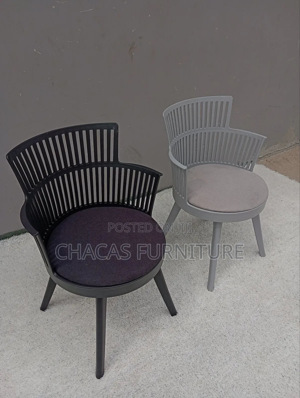 Modern Plastic Armchairs - Durable Slatted Dining Outdoor Chairs