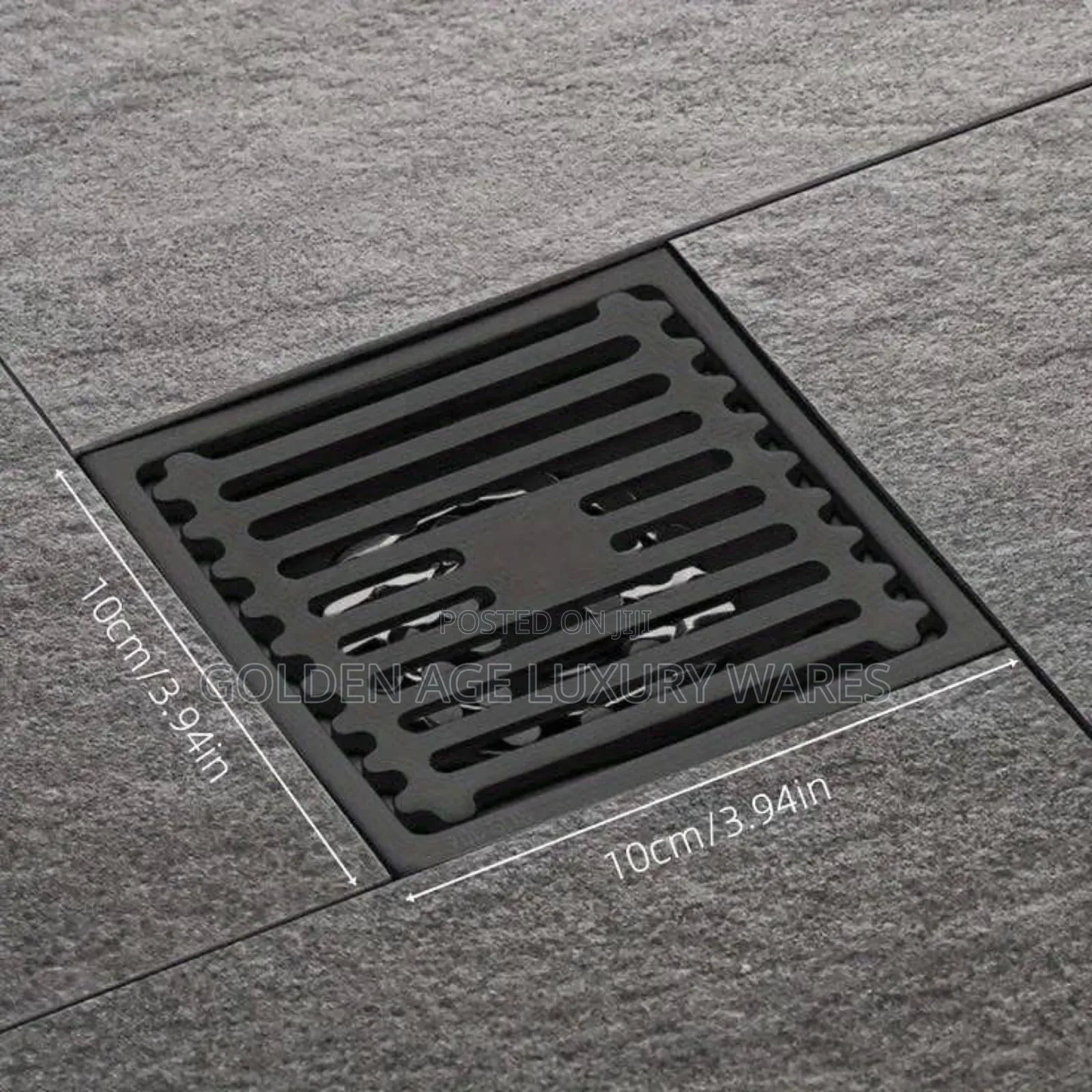 10cm Matt Black Steel Floor Drain