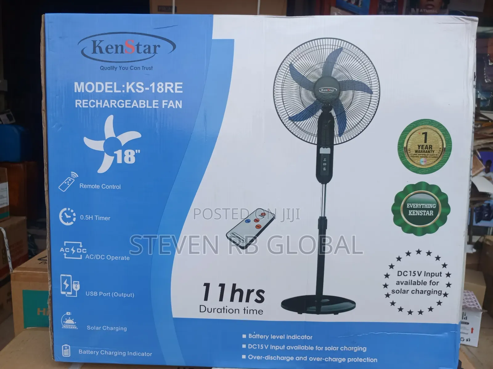 Kenstar 18 Inches Rechargeable Standing Fan | Ks-18re