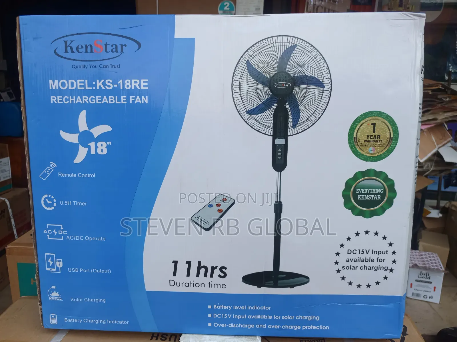 Kenstar 18 Inches Rechargeable Standing Fan | Ks-18re