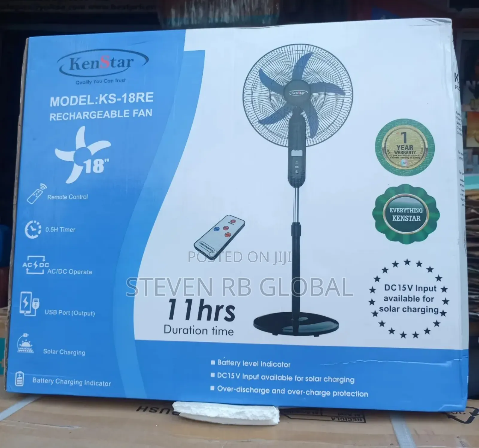 Kenstar 18 Inches Rechargeable Standing Fan | Ks-18re