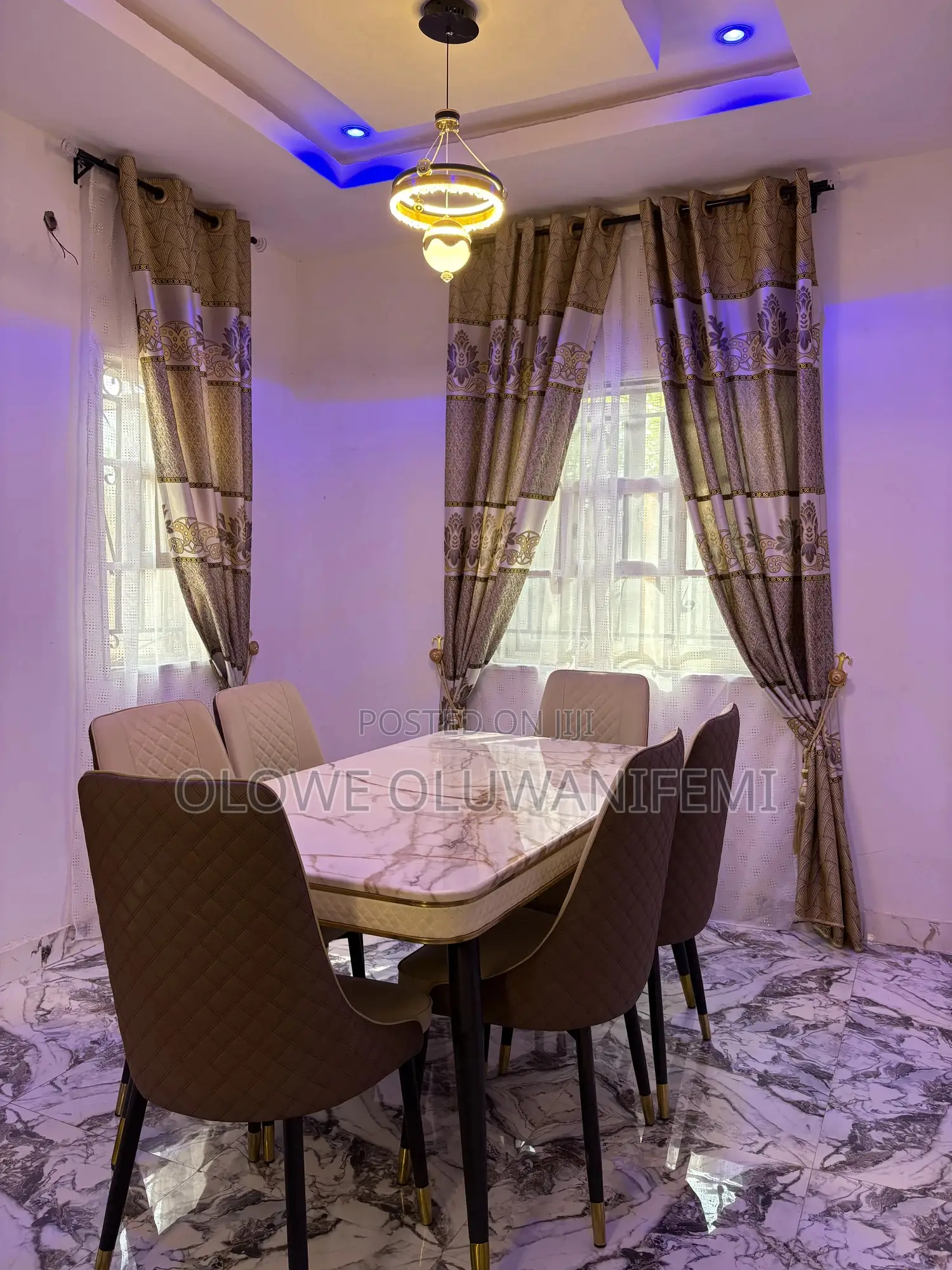 Classic Marble Dining Set by 6 Chairs