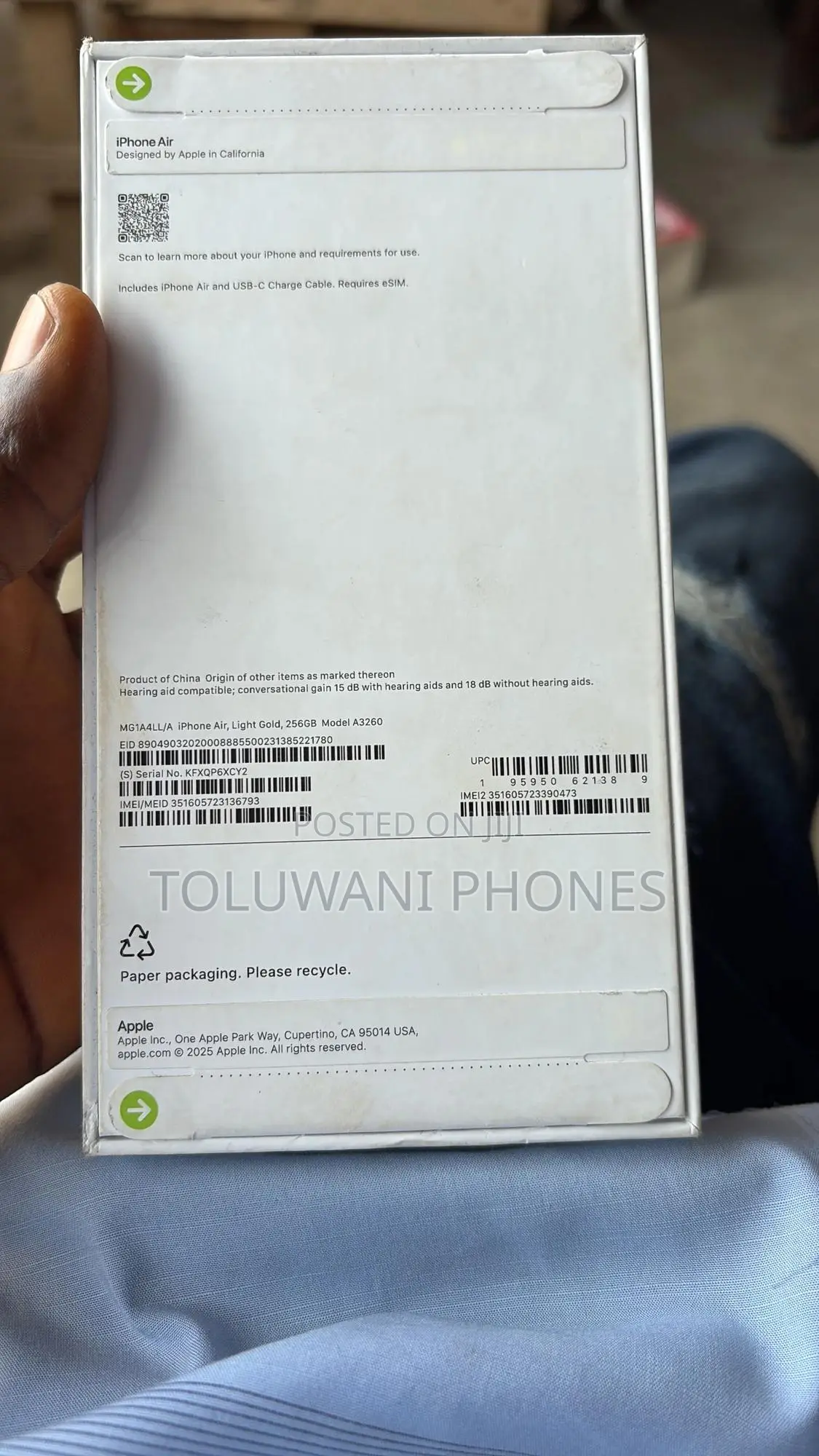 New Apple iPhone Air 256 GB Gold