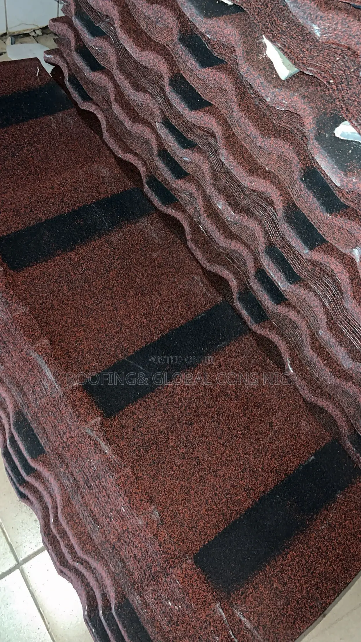 Wine Red Stone Coated Roofing Tiles With Black Line