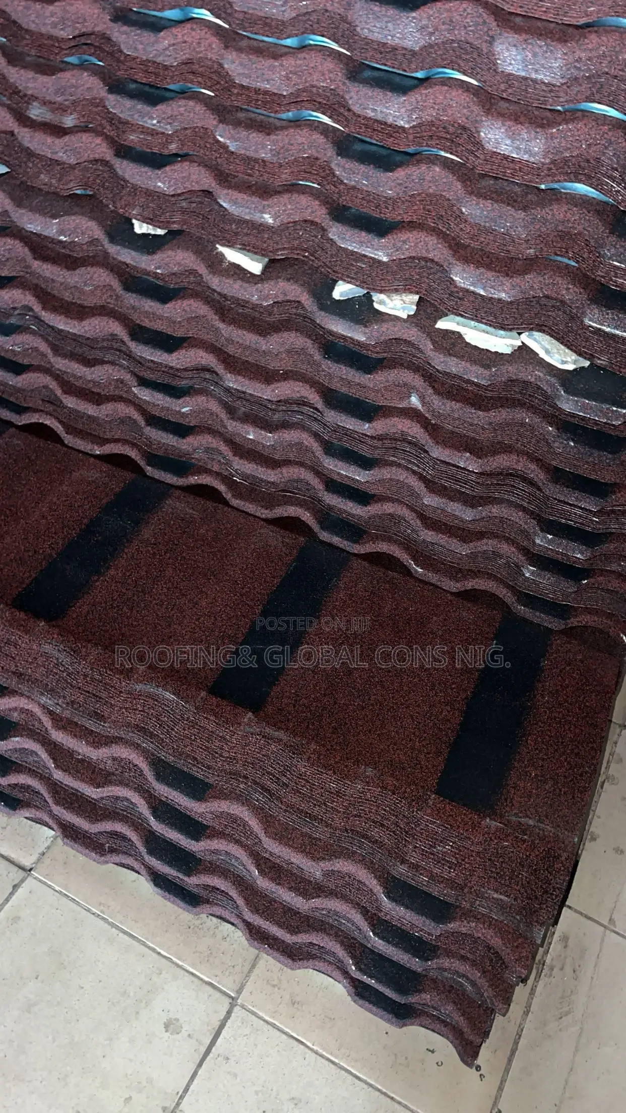 Wine Red Stone Coated Roofing Tiles With Black Line