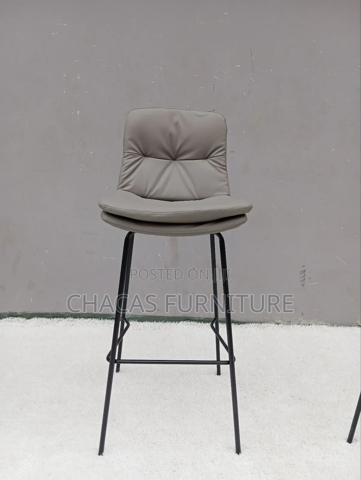 Premium Leather Bar Stools - Padded High Back Kitchen Island Chairs