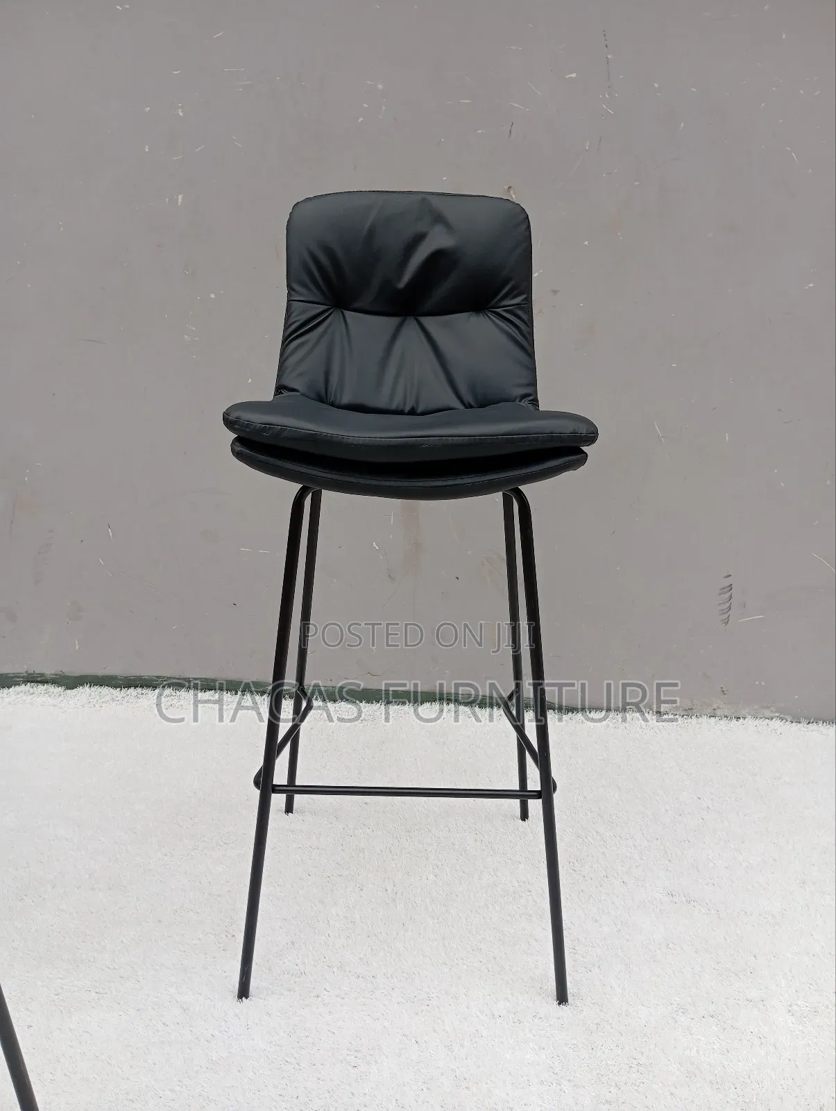Premium Leather Bar Stools - Padded High Back Kitchen Island Chairs