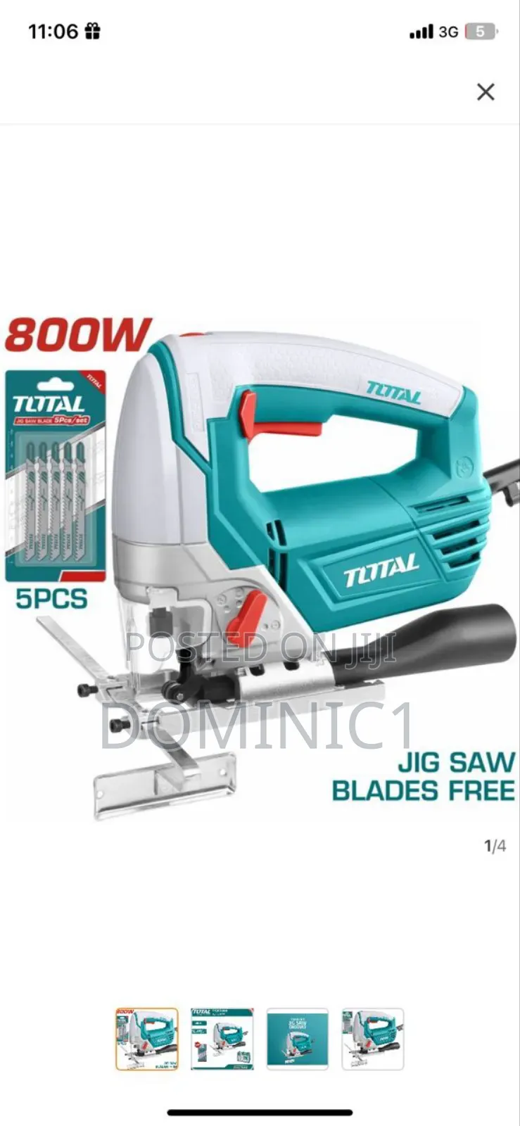 Total Electric Jig Saw 800w (Model: Ts2081006).