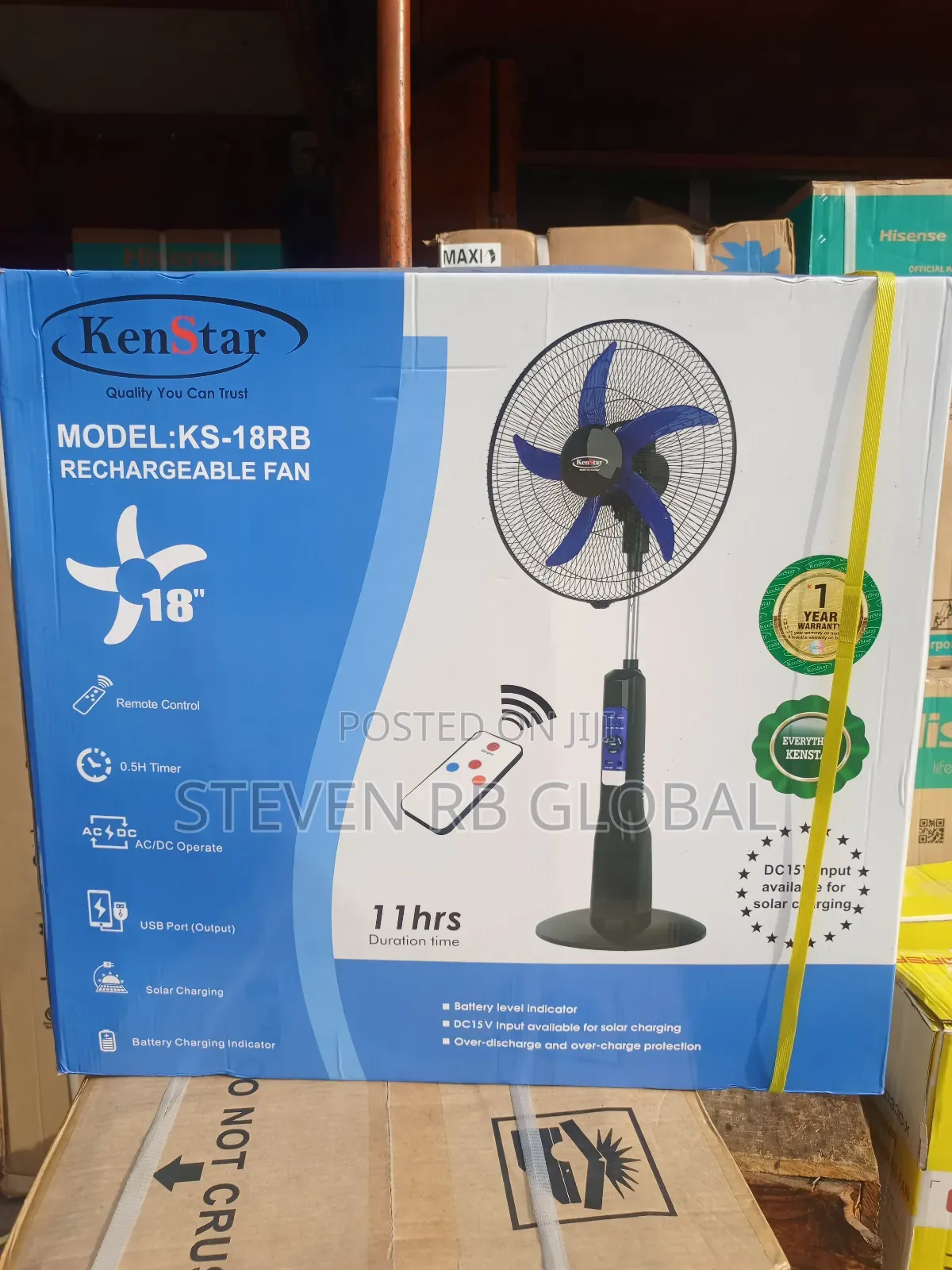 Kenstar 18-Inch Rechargeable Standing Fan With Remote | Ks-18rb