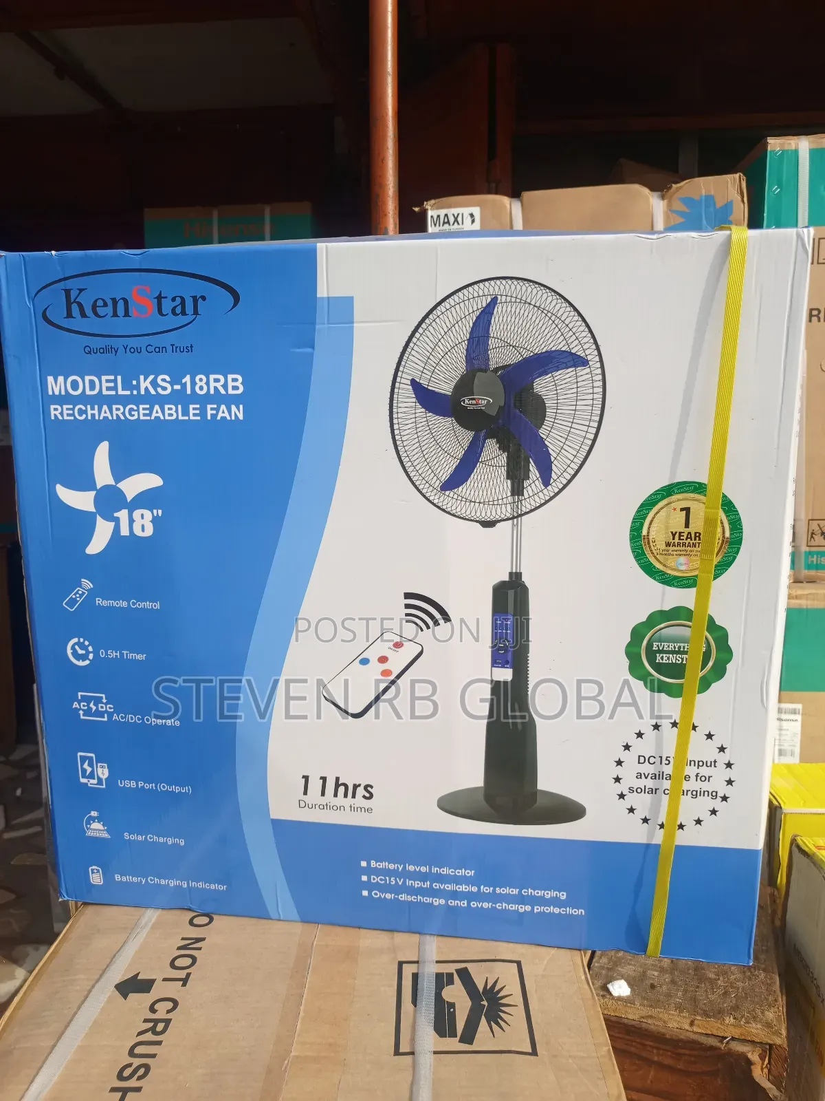 Kenstar 18-Inch Rechargeable Standing Fan With Remote | Ks-18rb