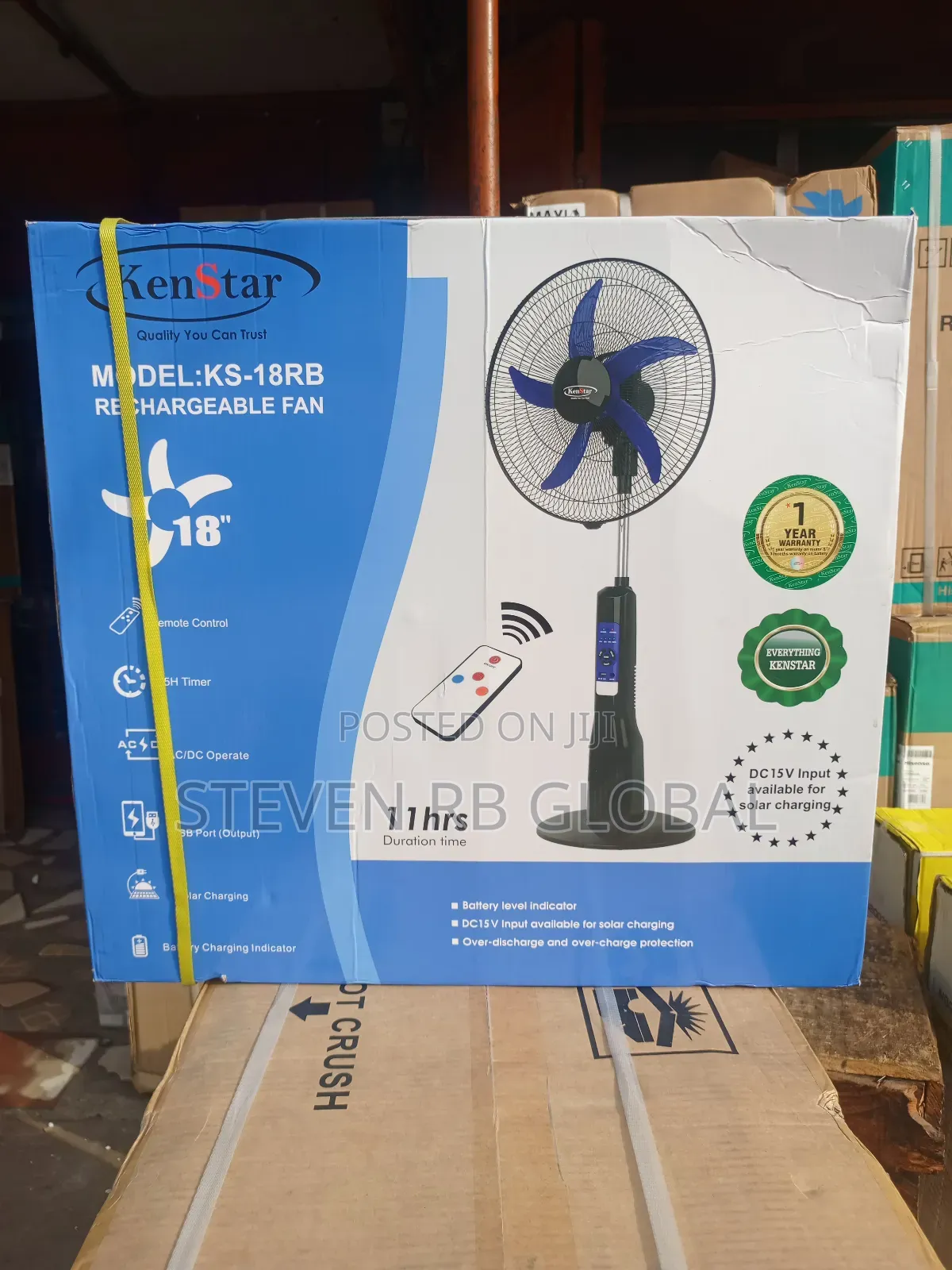 Kenstar 18-Inch Rechargeable Standing Fan With Remote | Ks-18rb