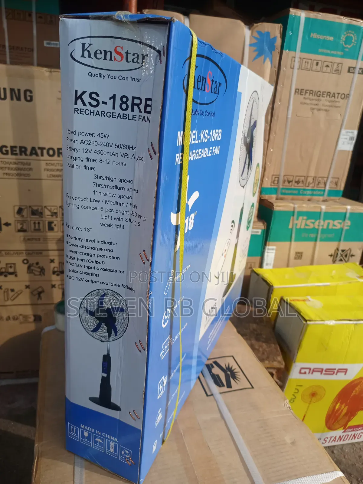 Kenstar 18-Inch Rechargeable Standing Fan With Remote | Ks-18rb