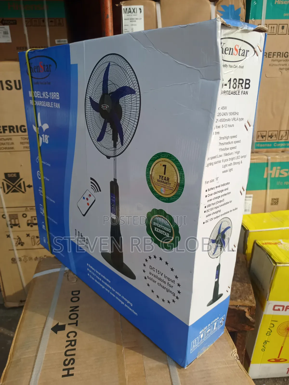Kenstar 18-Inch Rechargeable Standing Fan With Remote | Ks-18rb