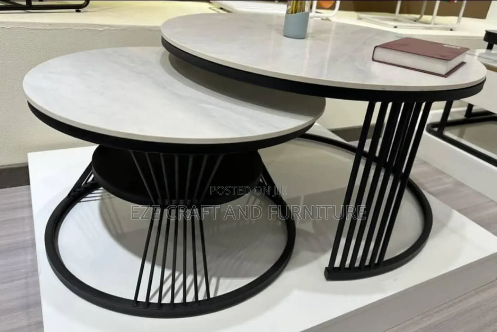 2in1 Marble Black White Center Table
