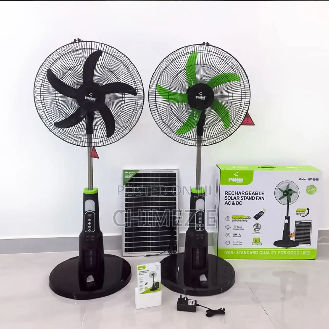 Iwin Energy 18-Inch Rechargeable Fan With Mosquito Repellent Light