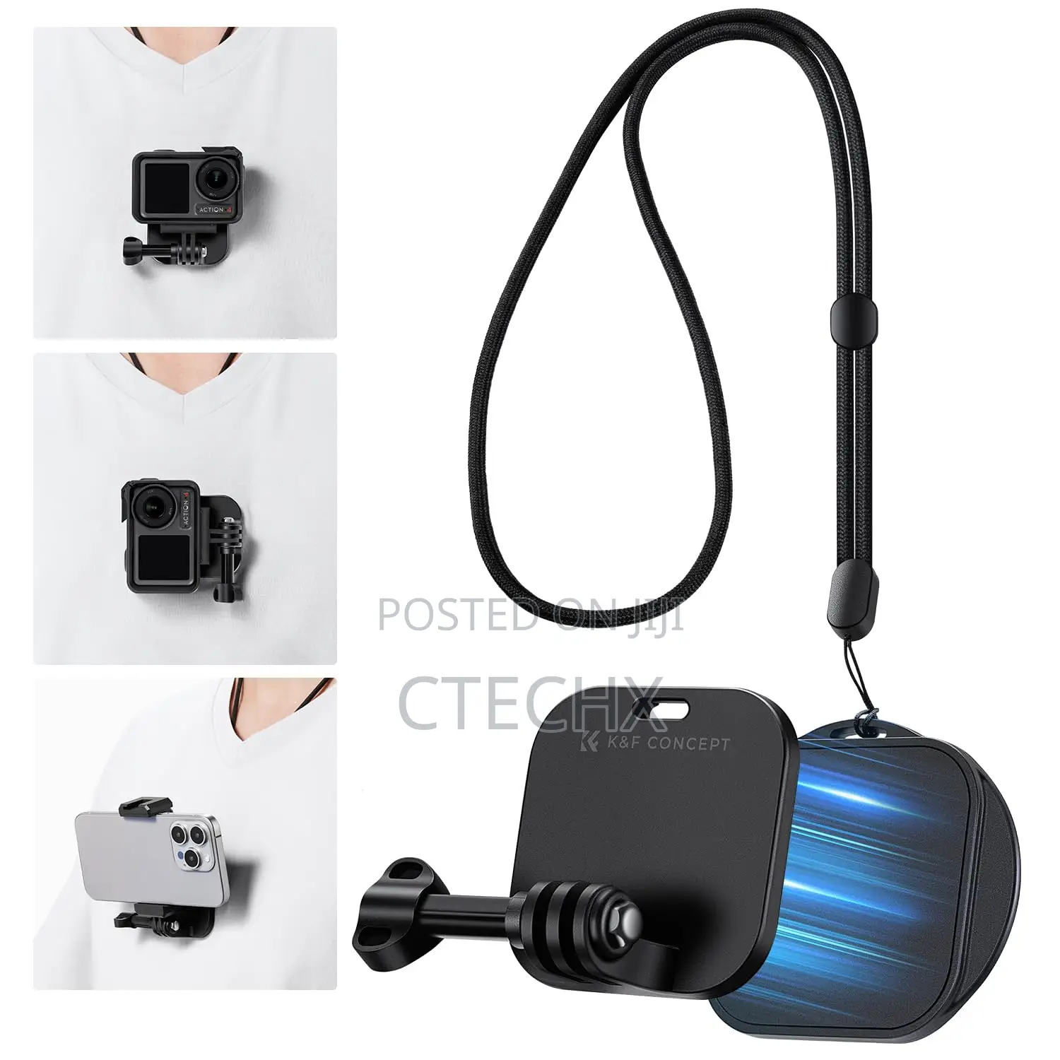 K F Concept Magnetic Action Camera Chest Mount for Gopro