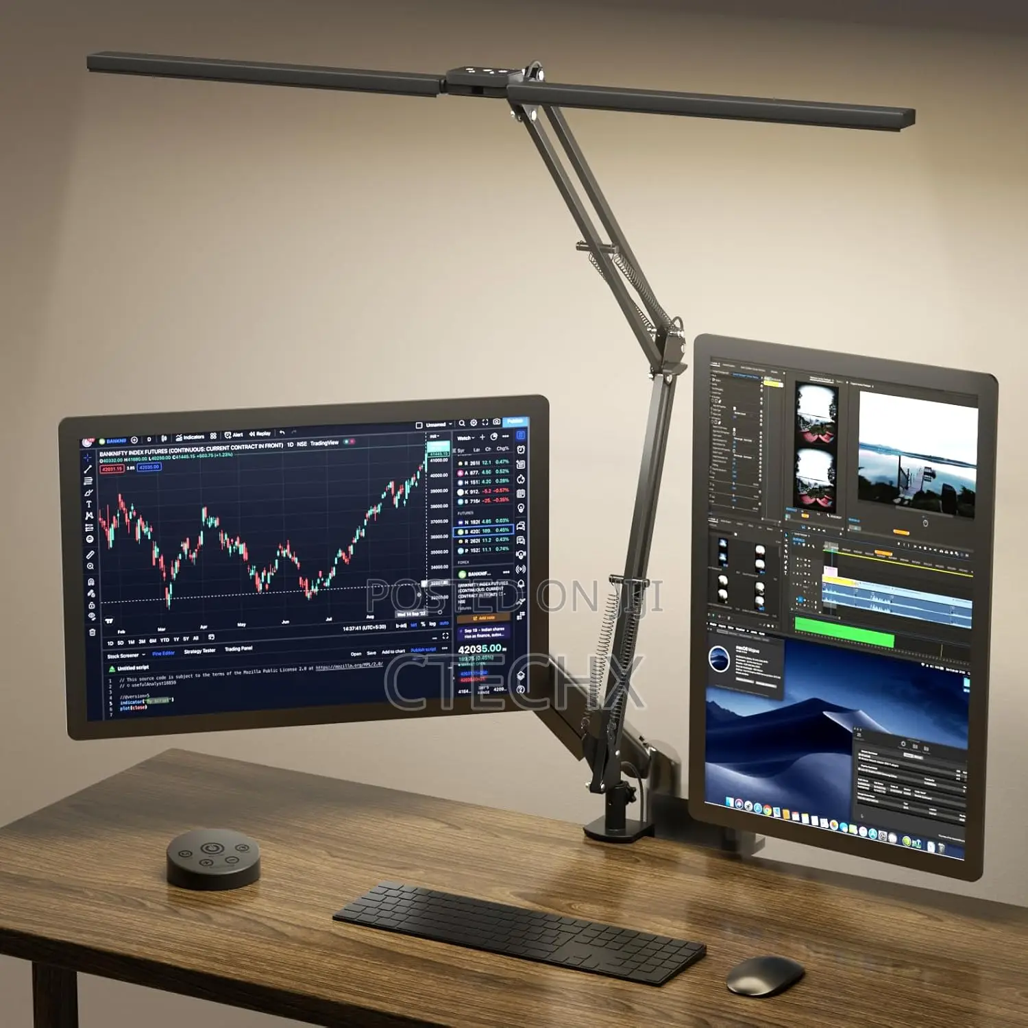 Double Head Desk Light With Remote Control Eye Protection 2400 Lm 24w
