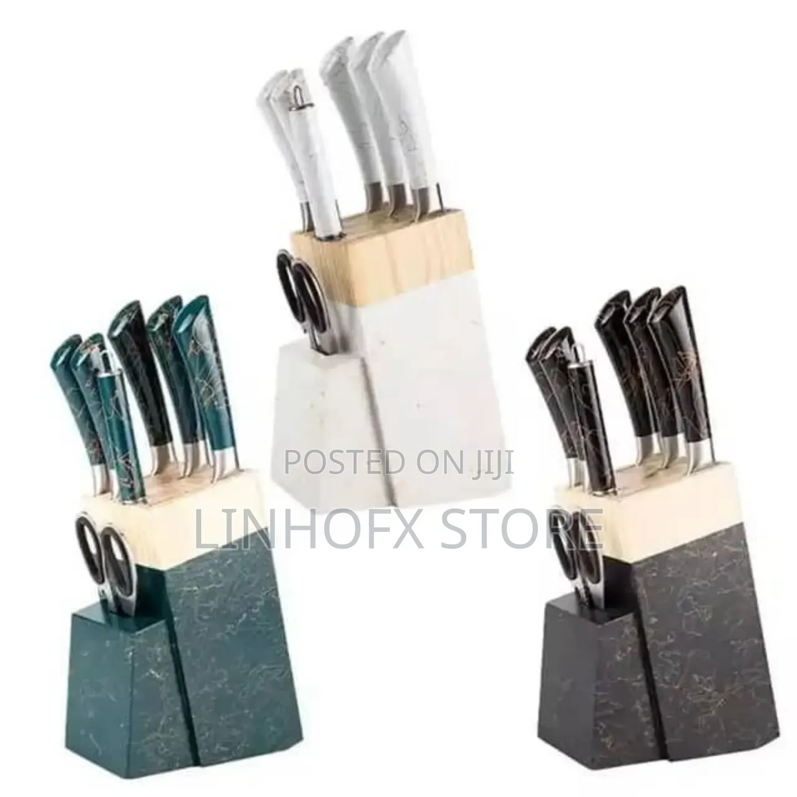 Stainless Steel Quality Kitchen Knife Set With Block Wooden Base