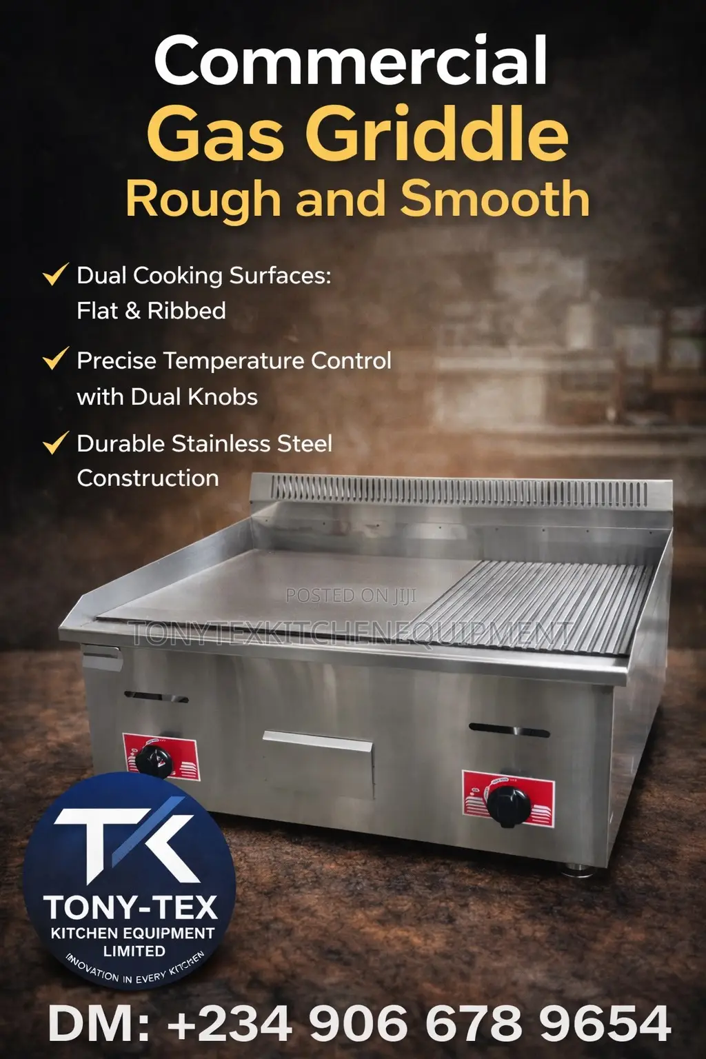 Commercial Gas Griddle Rough And Smooth – Stainless Steel