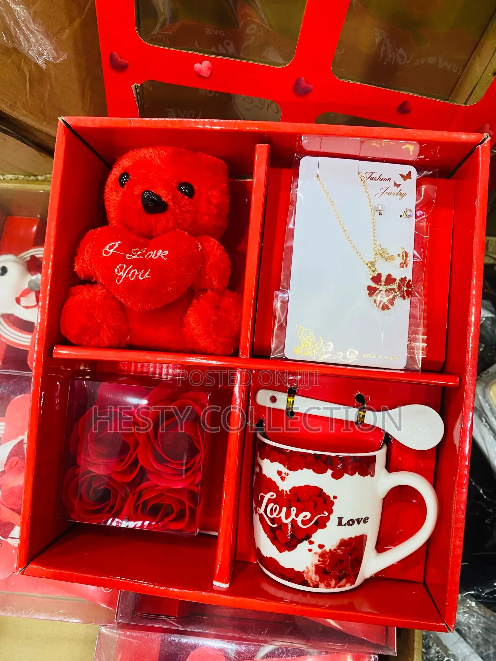Valentine Gift Set- Teddy Bear Chain Flower Cup