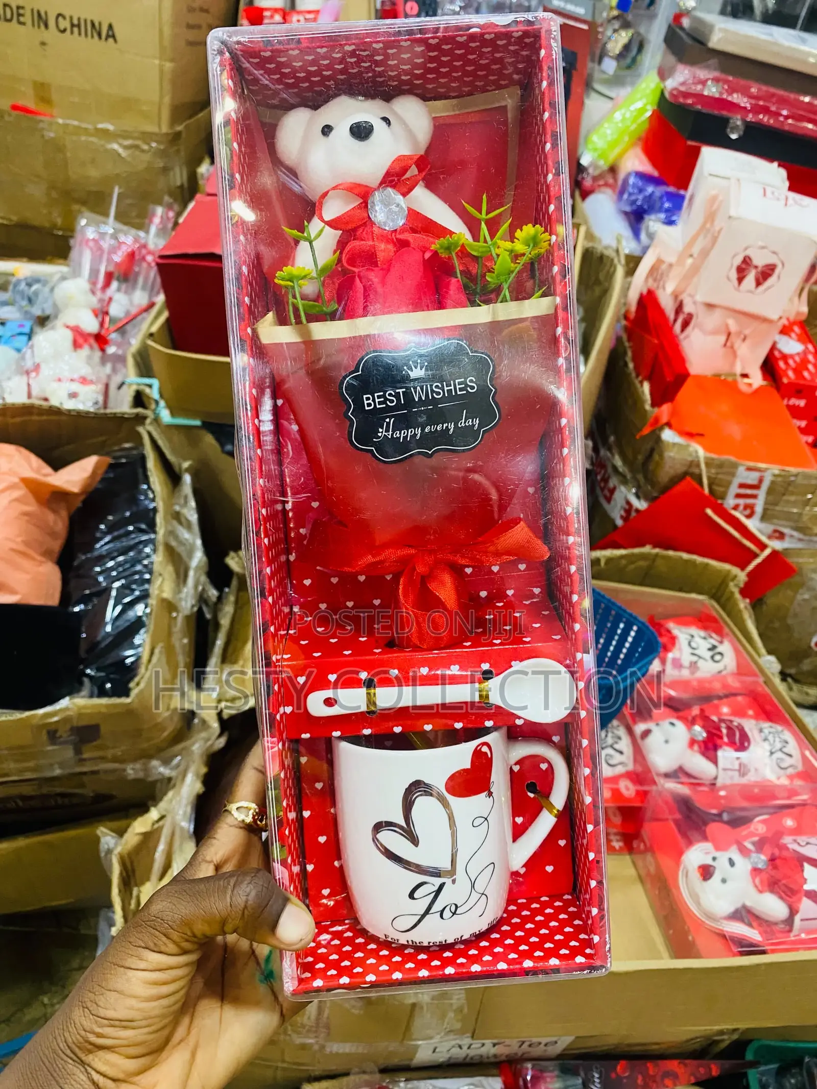 Valentine Gift Set- Teddy Bear Chain Flower Cup