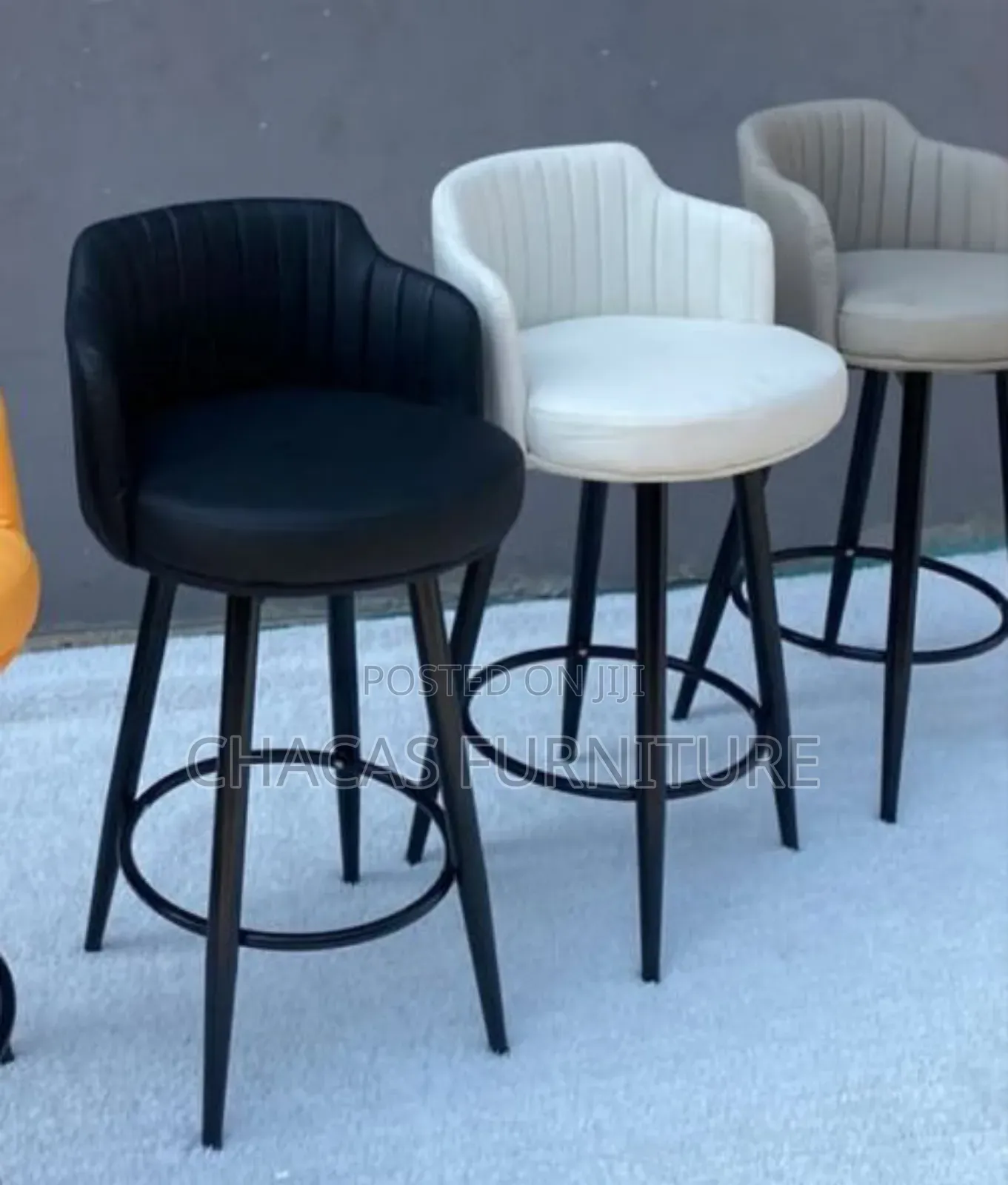 Luxury Leather Bar Stools - Swivel 4-Leg Kitchen Island Chairs