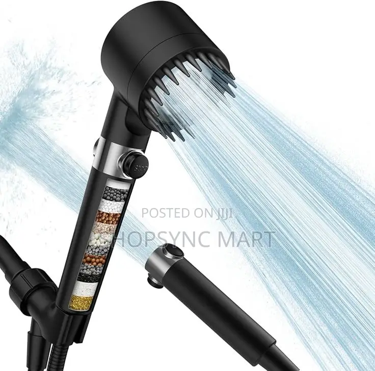 Handheld Shower Head With Filter, Hose Water Stop Button