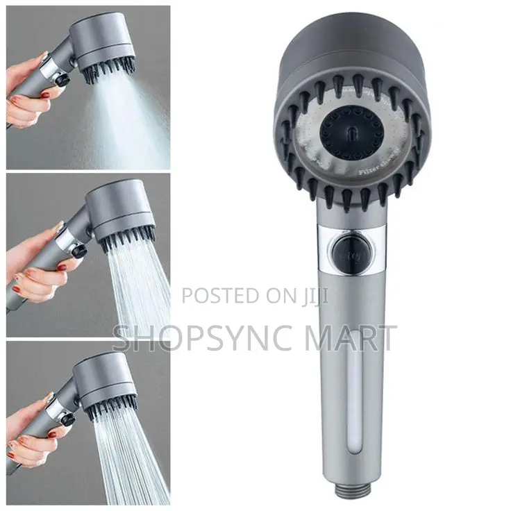 Handheld Shower Head With Filter, Hose Water Stop Button