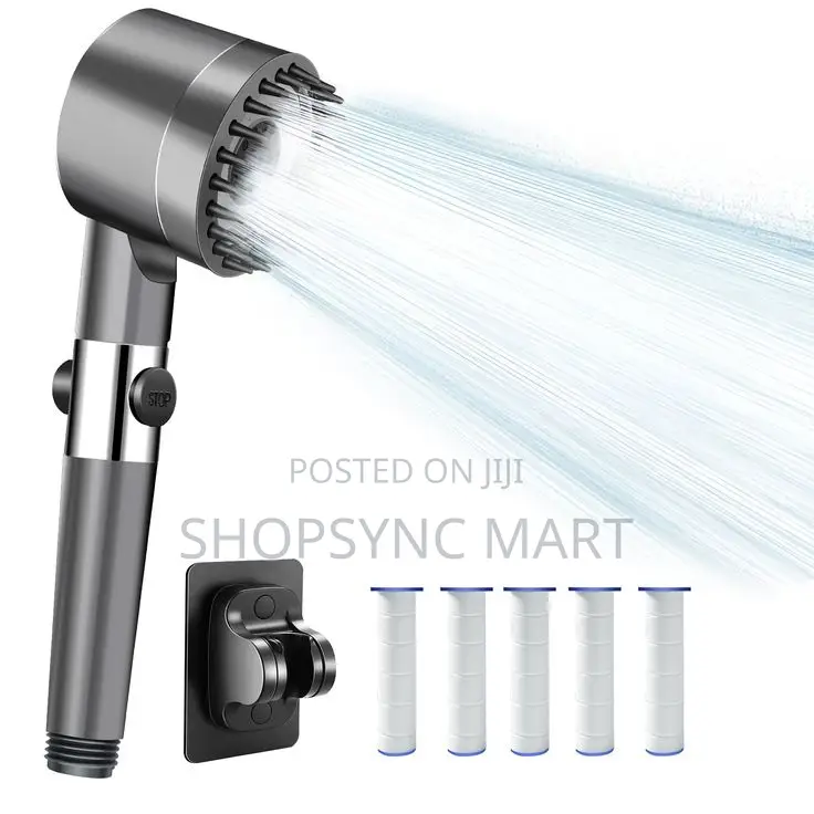 Handheld Shower Head With Filter, Hose Water Stop Button