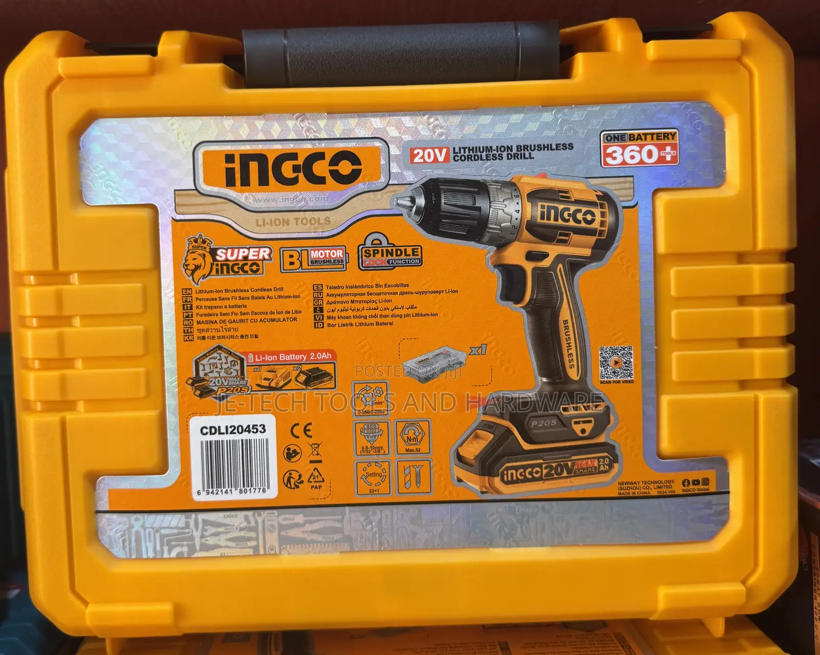 Ingco 20v Lithium-ion Brushless Cordless Drill