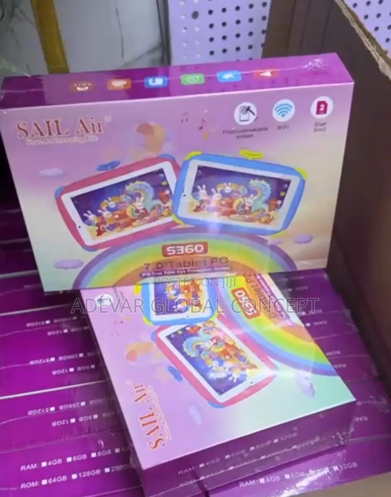7 Inches Sailair S360 Kids Tablet
2 Sim + Wifi
4gb + 64gb