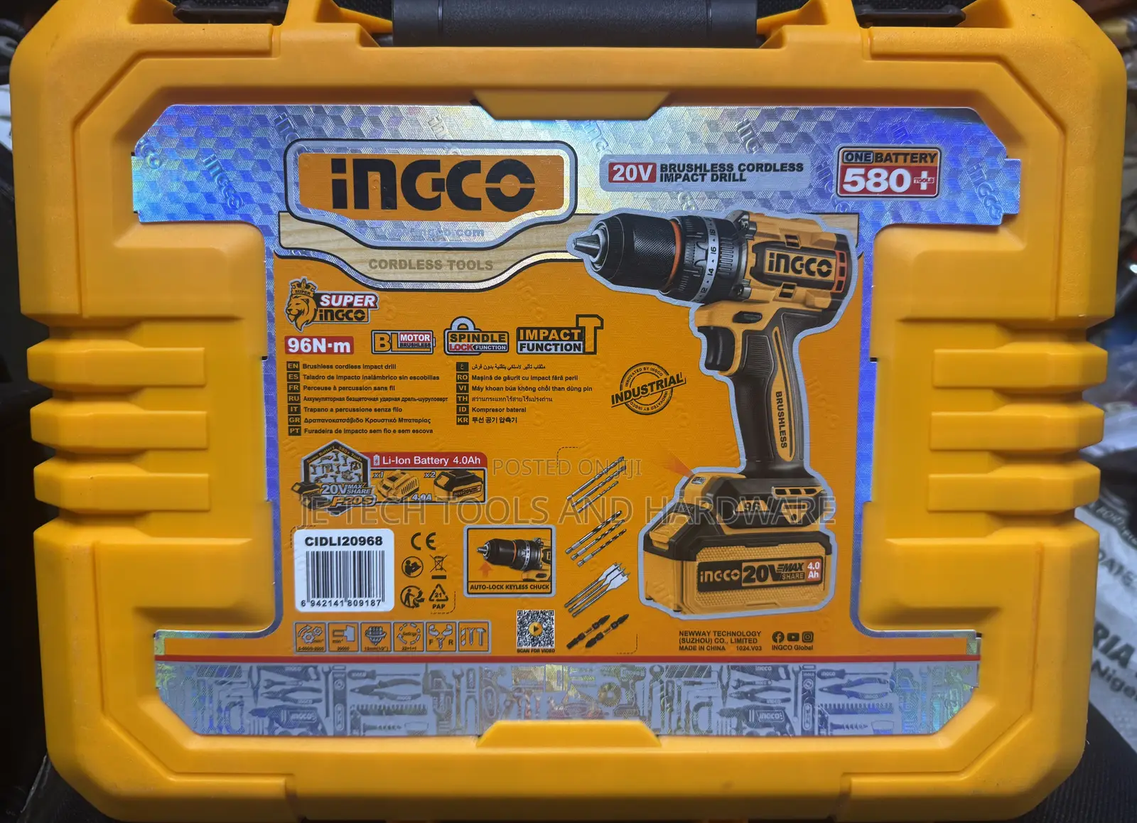 Ingco 20v Brushless Cordless Impact Drill 96nm