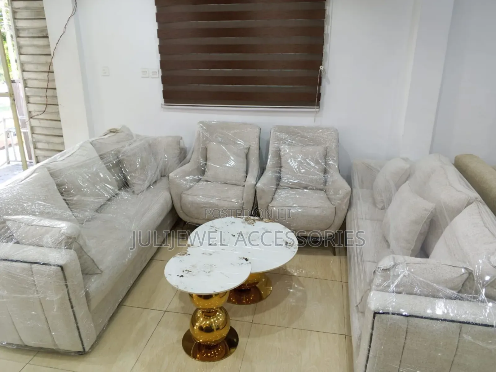 Foreign 7 Seater Sofa Chair Set Gold/Brown