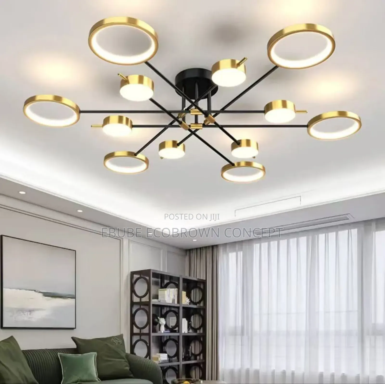 Modern Technology Luxe Chandelier Led Ceiling Fitting Light Black Gold