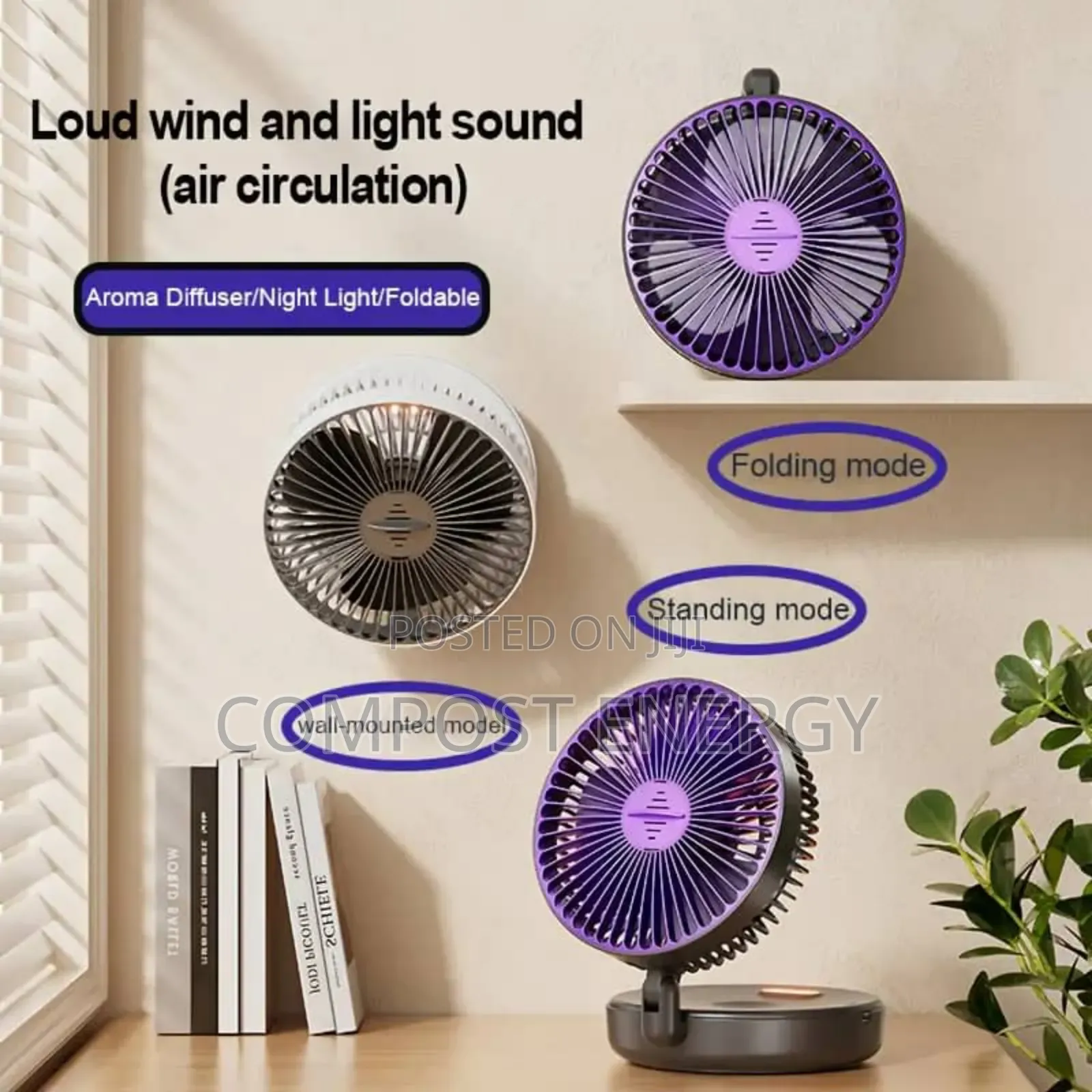 Rechargeable Mini Folding Fan With Illuminating Deco Light