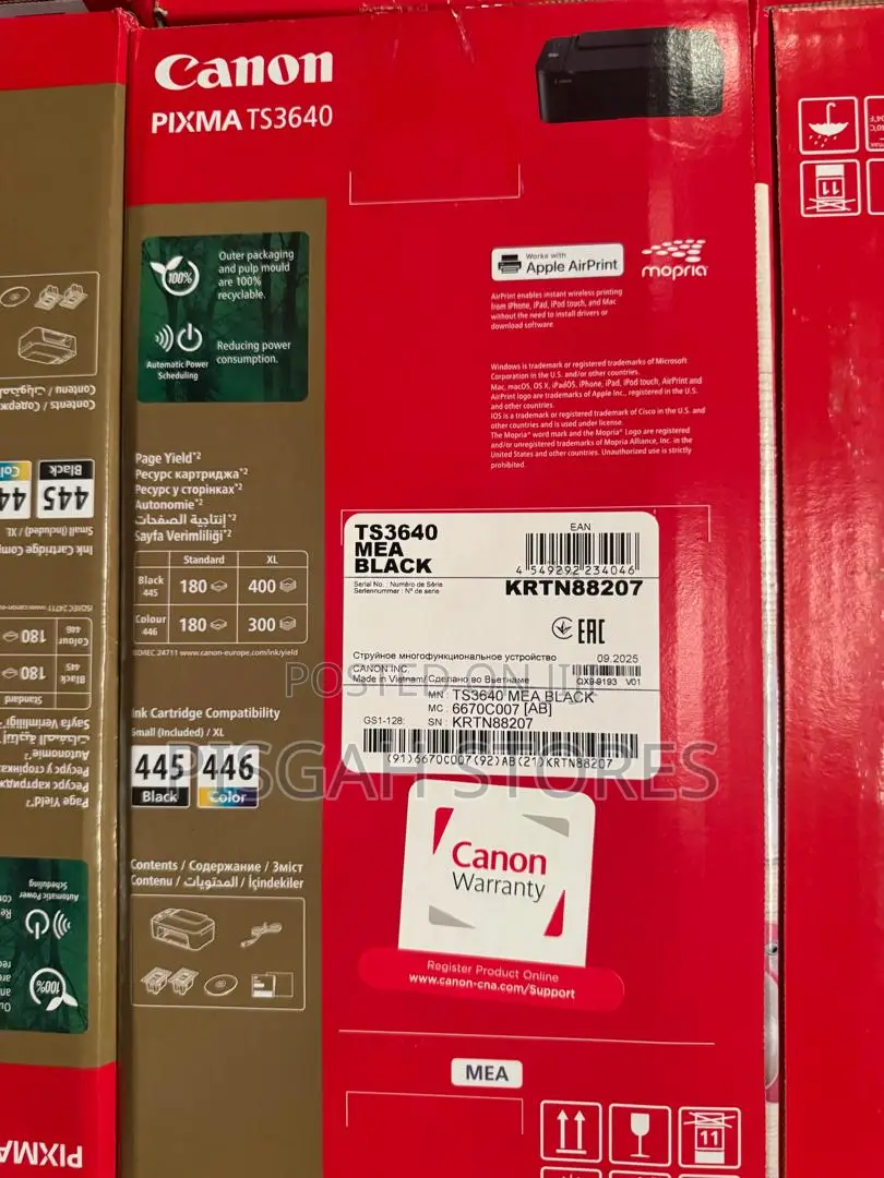 Canon Pixma Ts3640 3-in-1 Wireless Multifunction Inkjet Photo Printer