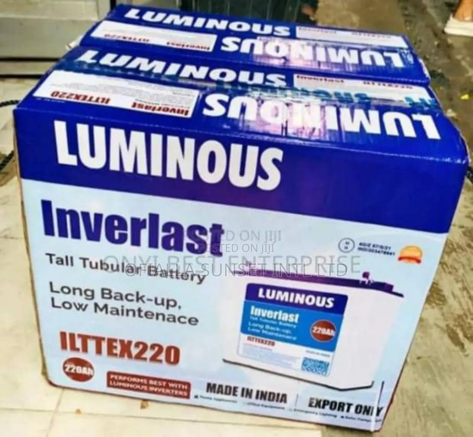Luminous Inverlast Solar Tall Tubular Battery 220ah 12v