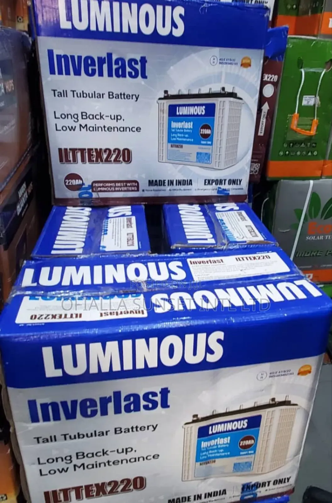 Luminous Inverlast Solar Tall Tubular Battery 220ah 12v