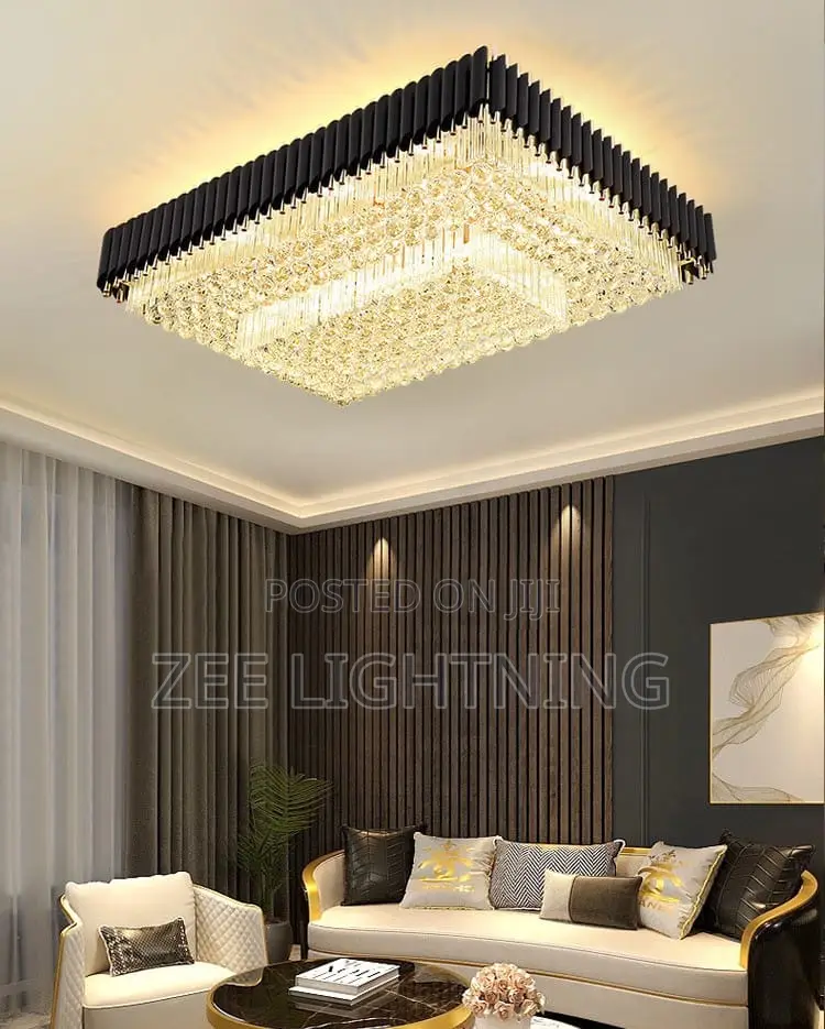 Crystal Black Pipe Chandelier