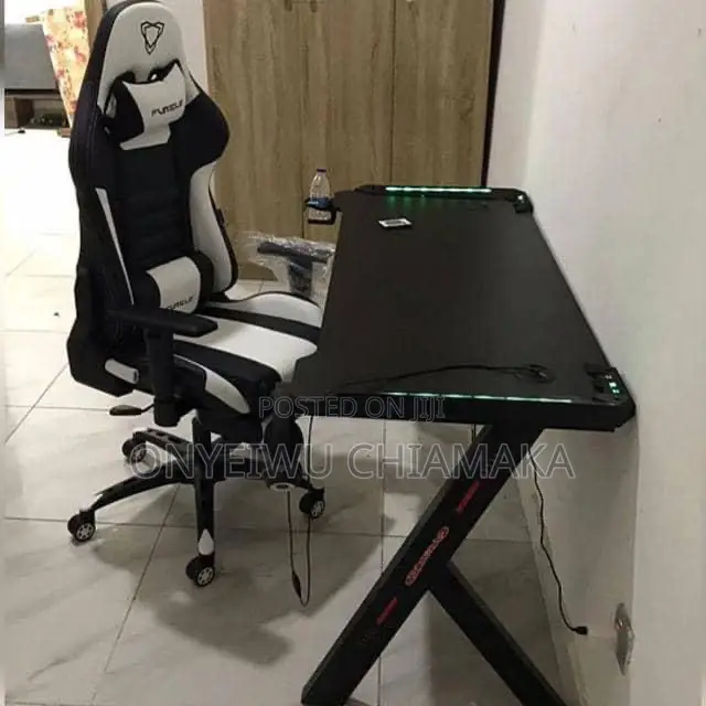 Gaming Chair Gaming Table Set – Modern Desk With Led Lights