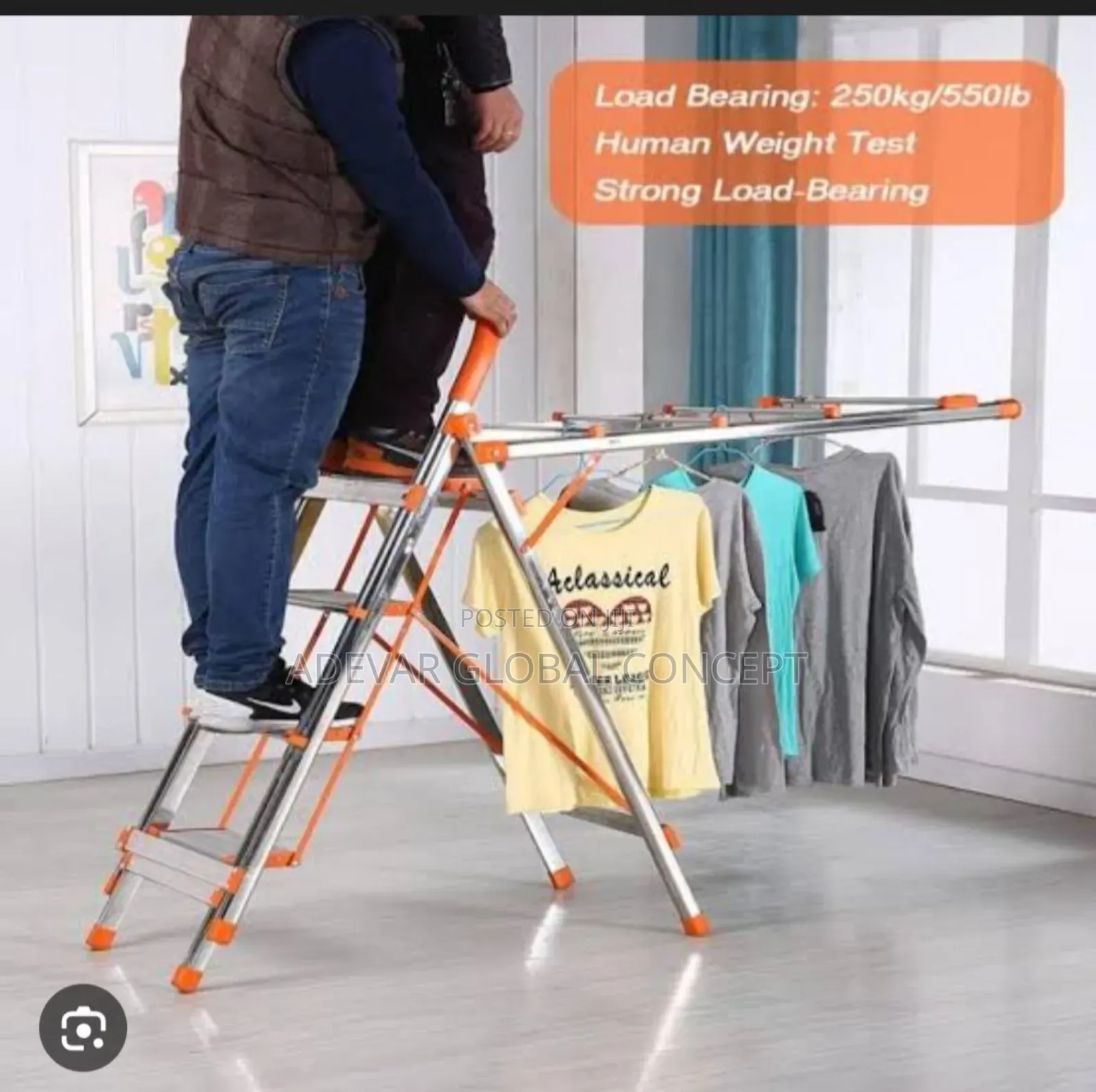2in1 Multipurpose Stainless Steel Ladder and Clothes Dryer