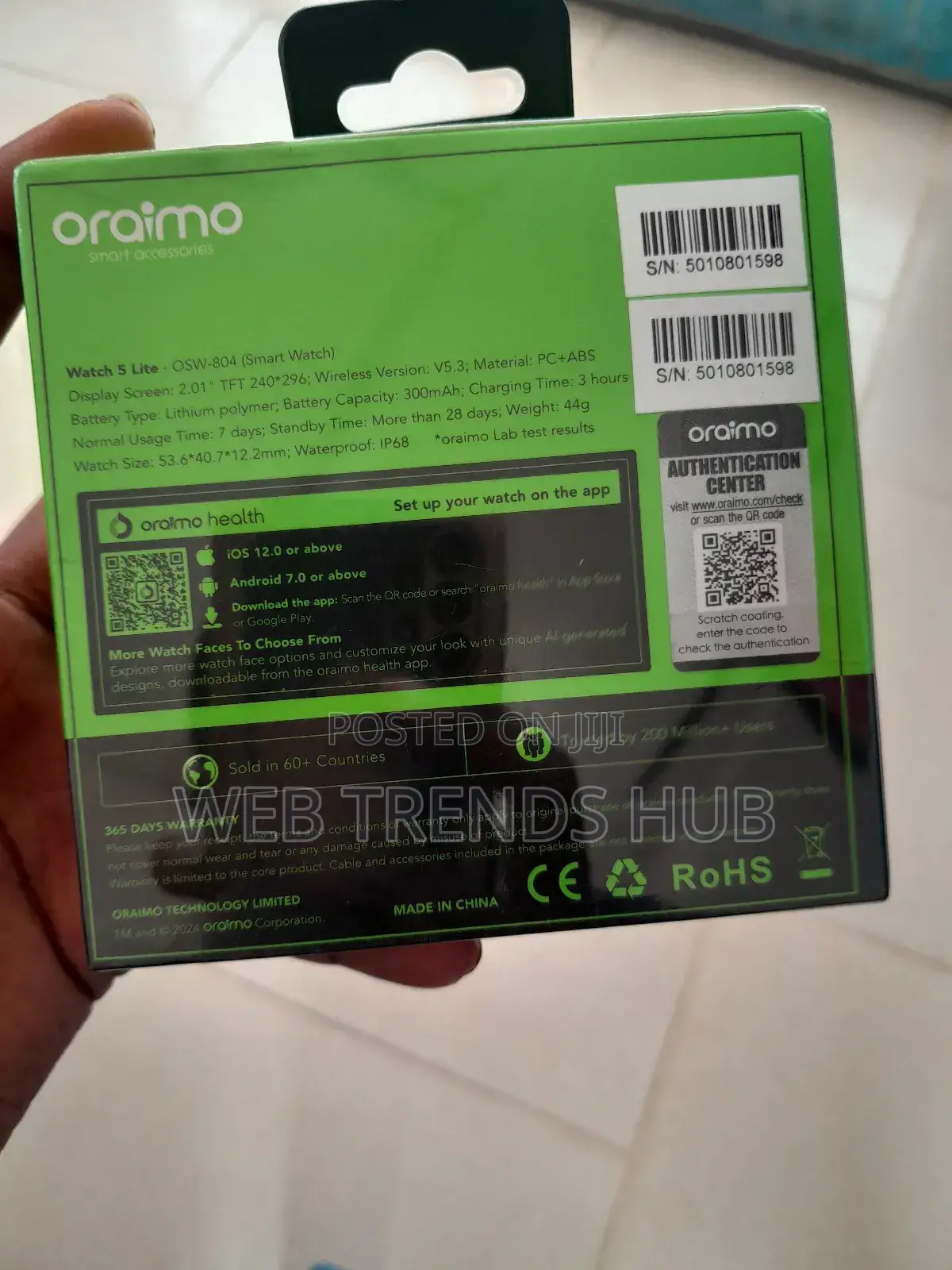 Oraimo Watch 5 Lite (Osw-804) - 2.01" Hd Screen