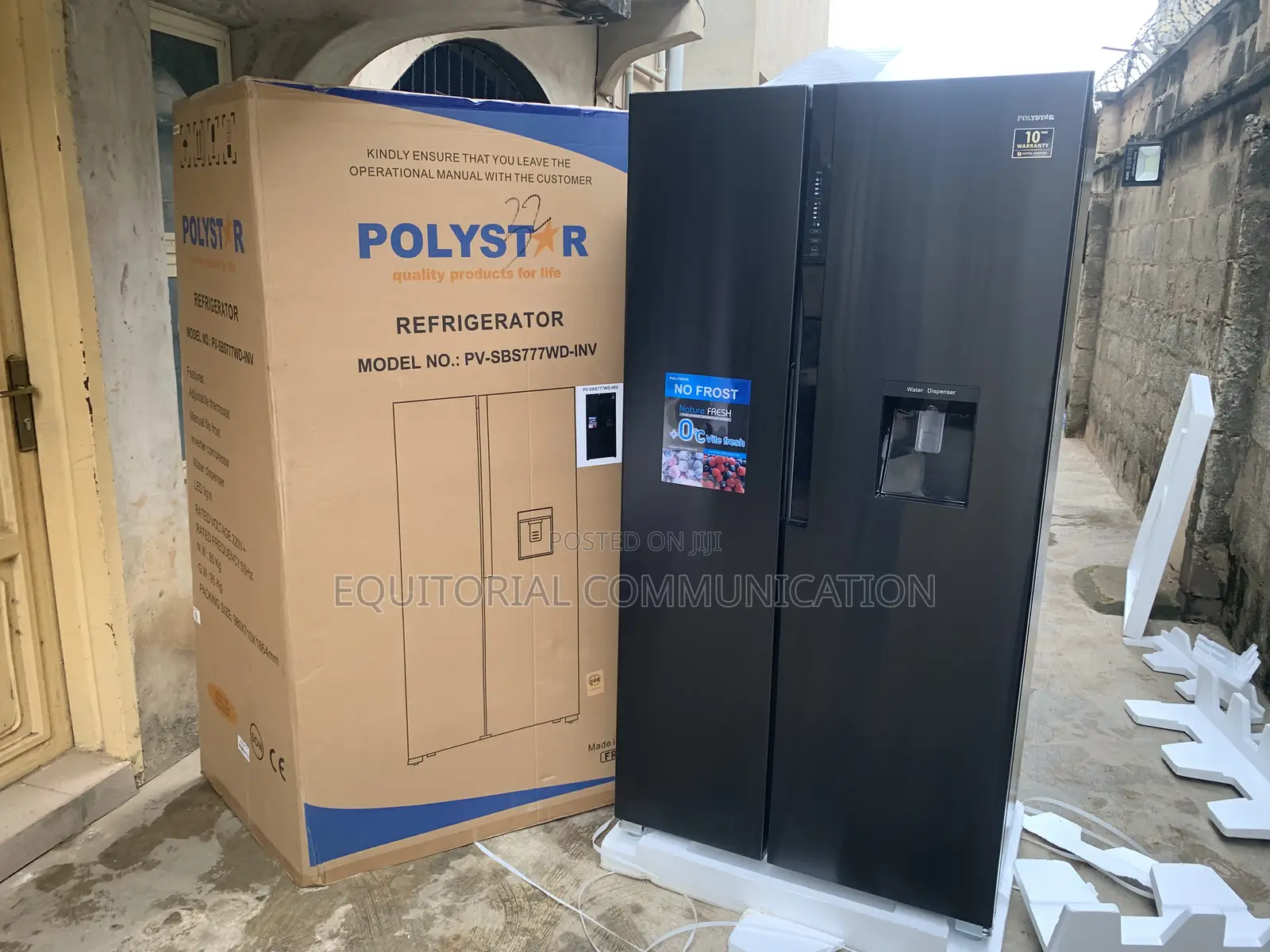 Polystar 502l Side-by-Side Refrigerator With Adjustable Shelves