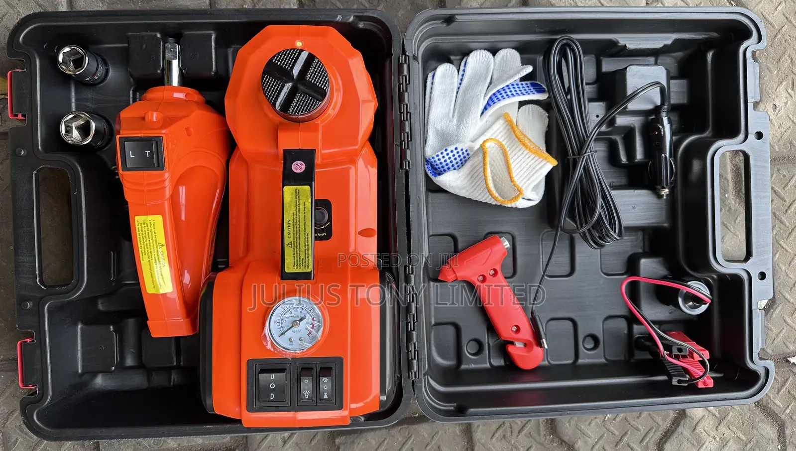 Electric Hydraulic Car Jack Kit With Impact Wrench Air Compressor