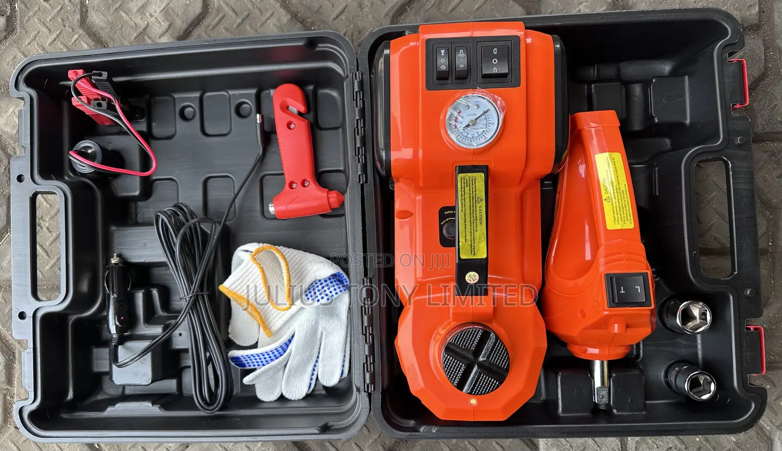 Electric Hydraulic Car Jack Kit With Impact Wrench Air Compressor