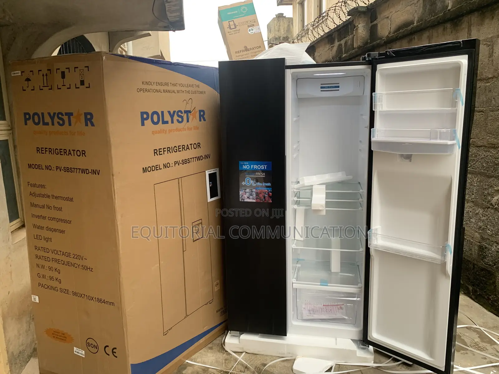 Polystar Side-by-Side Refrigerator With Led Control Panel