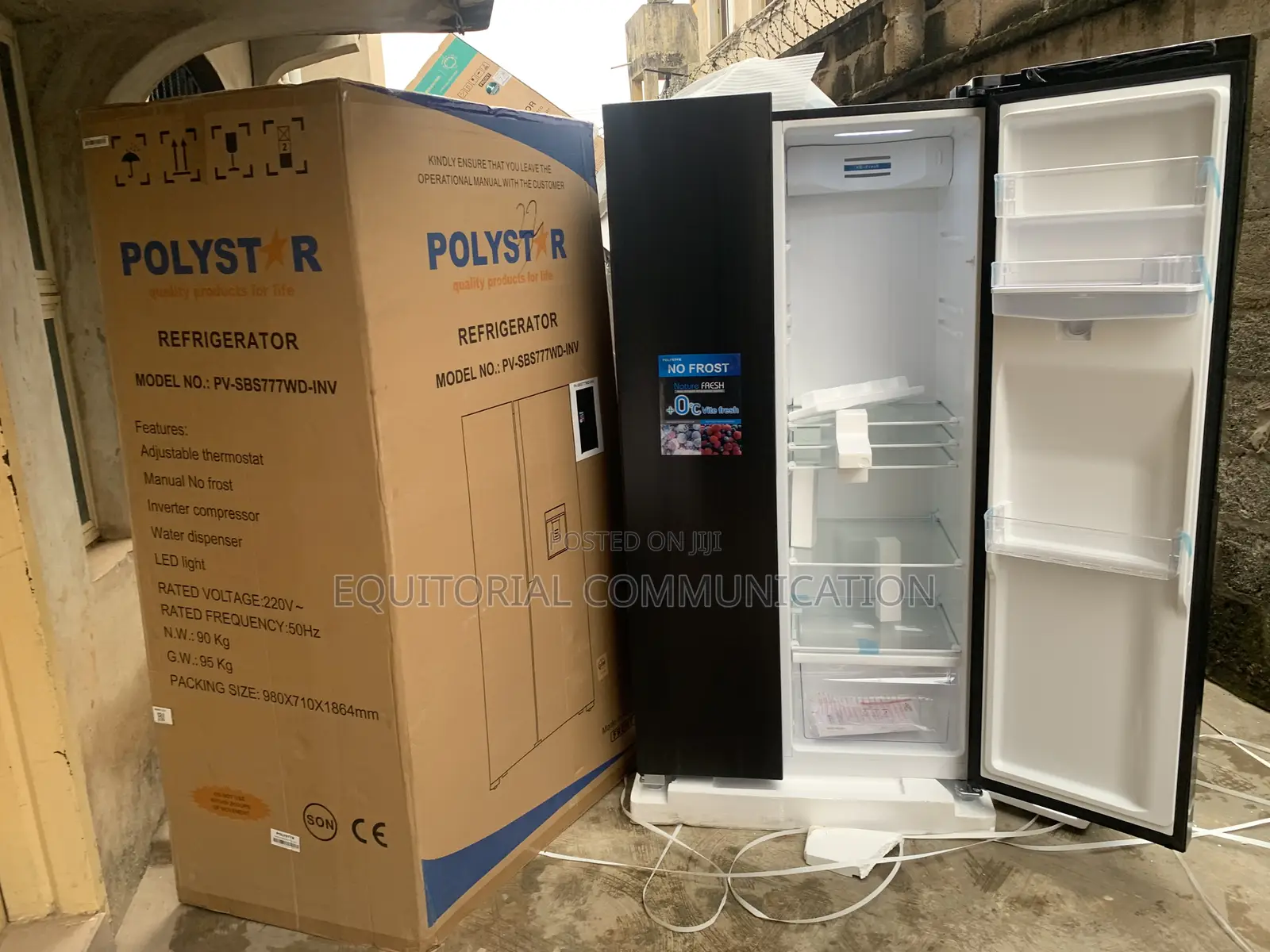 Polystar Pv-Sbs777wd-Inv Contemporary Side-by-Side Refrigerator